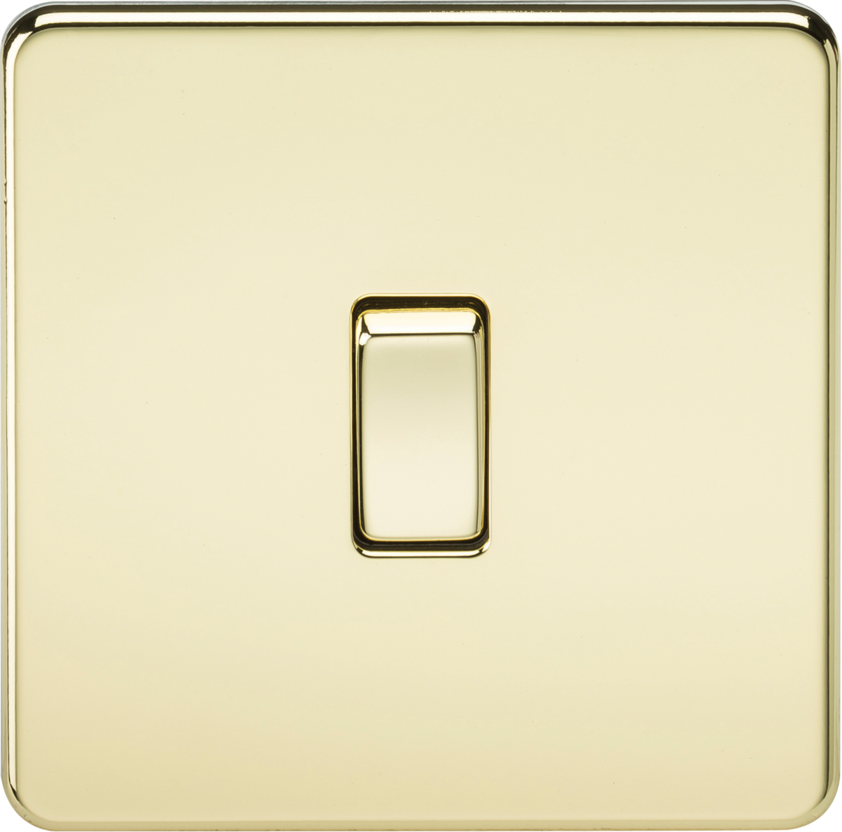 10A 1G 2 Way 230V Screwless Polished Brass Electric Wall Plate Switch