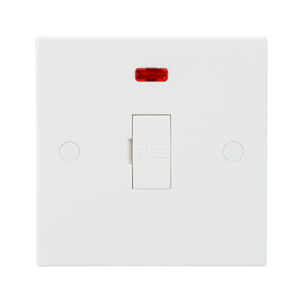13A White Connection Unit with Neon Fused & Flex Outlet Electric Wall Plate