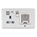 Screwless 13A socket, USB chargers (2.4A) and Bluetooth Speaker - Brushed chrome with grey insert