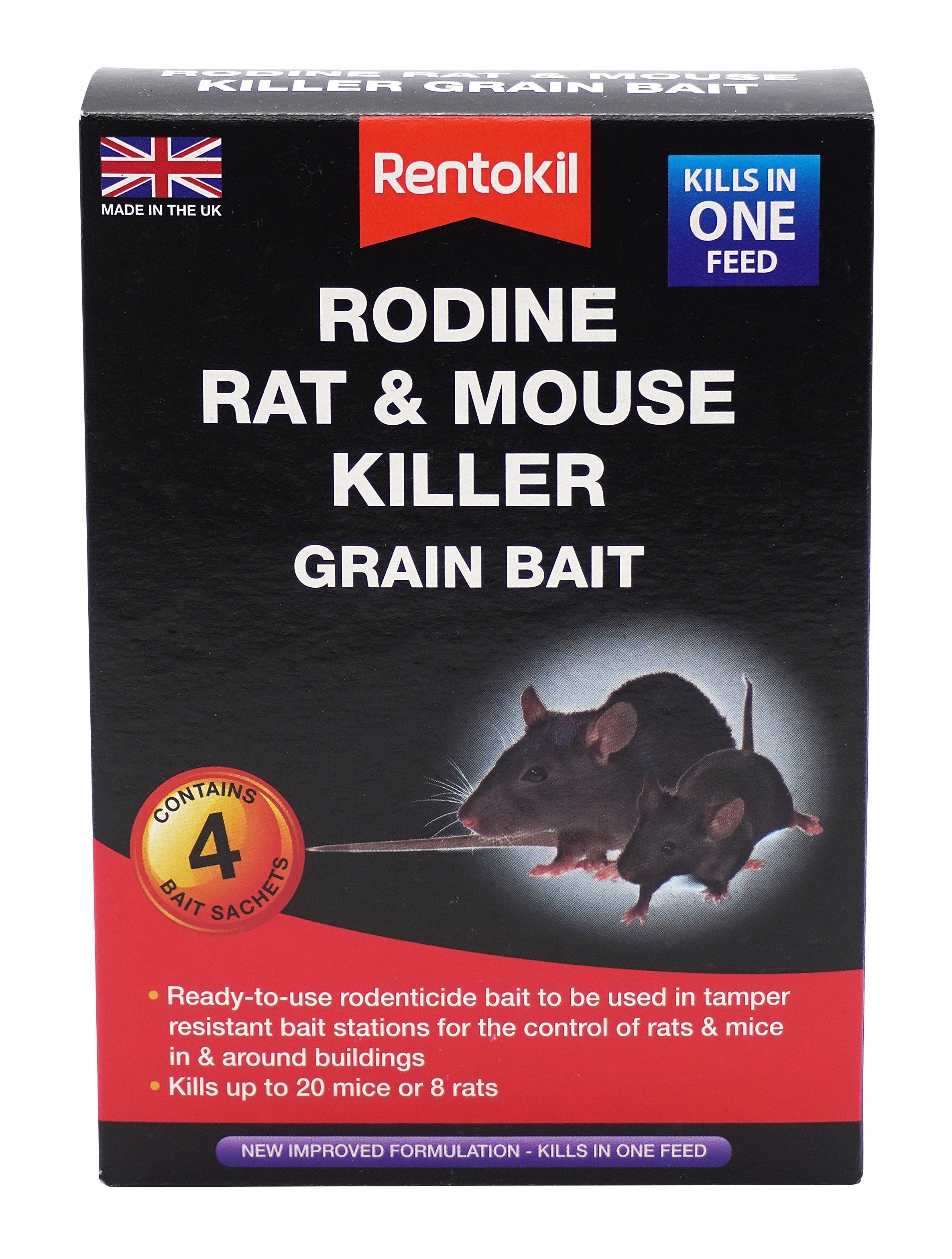 Rodine Rat & Mouse Killer Grain Bait - 4 Sachet