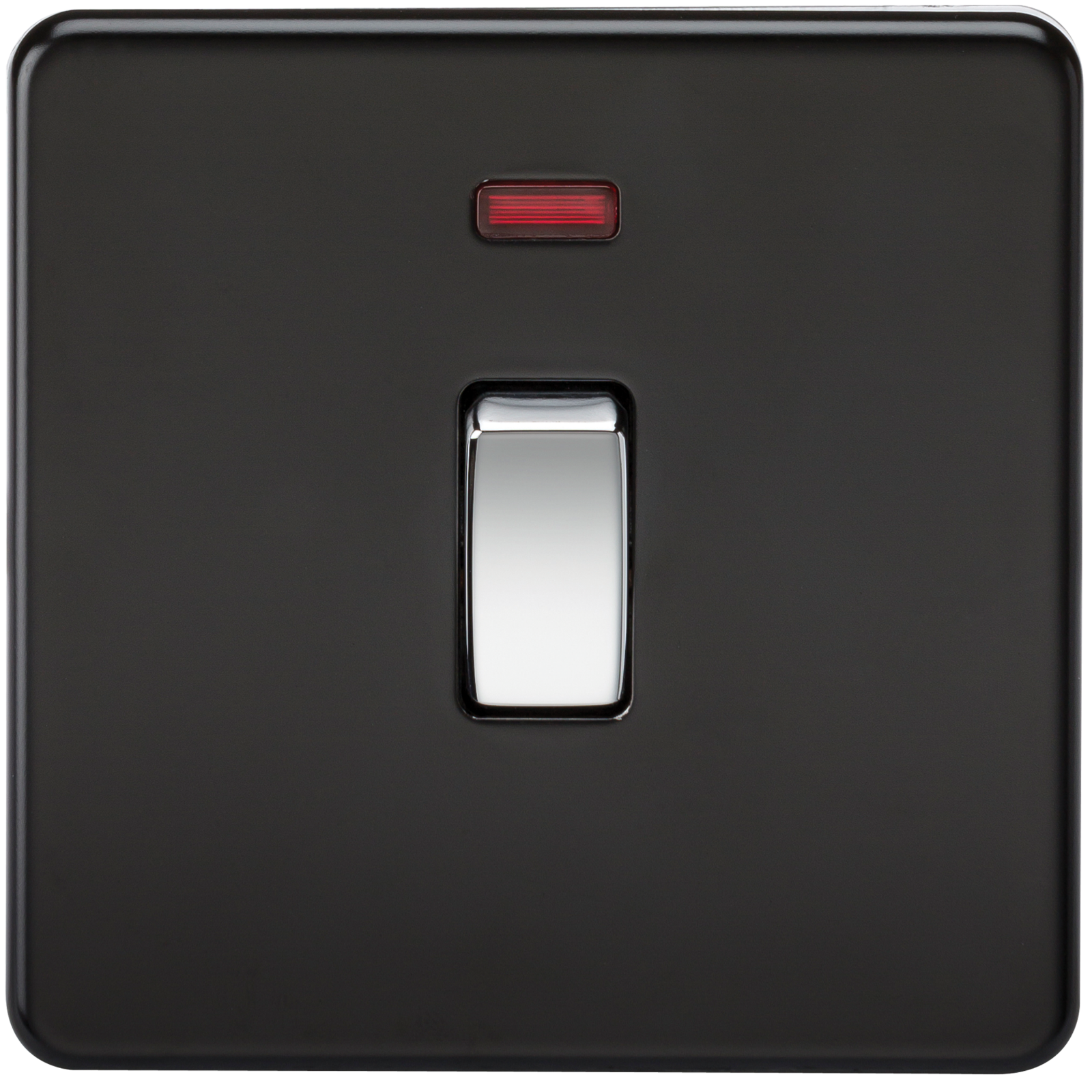 20A 1G DP 230V Screwless Matt Black Electric Wall Plate Switch with Neon