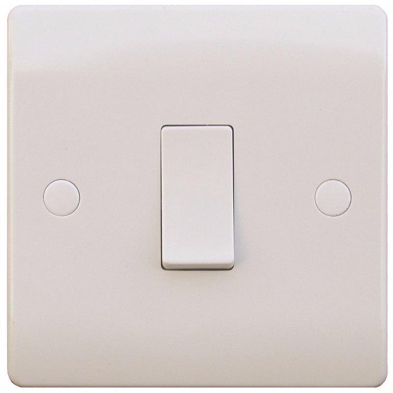 Sline 10A White 1G Double Pole 230V Electric Wall Plate Switch