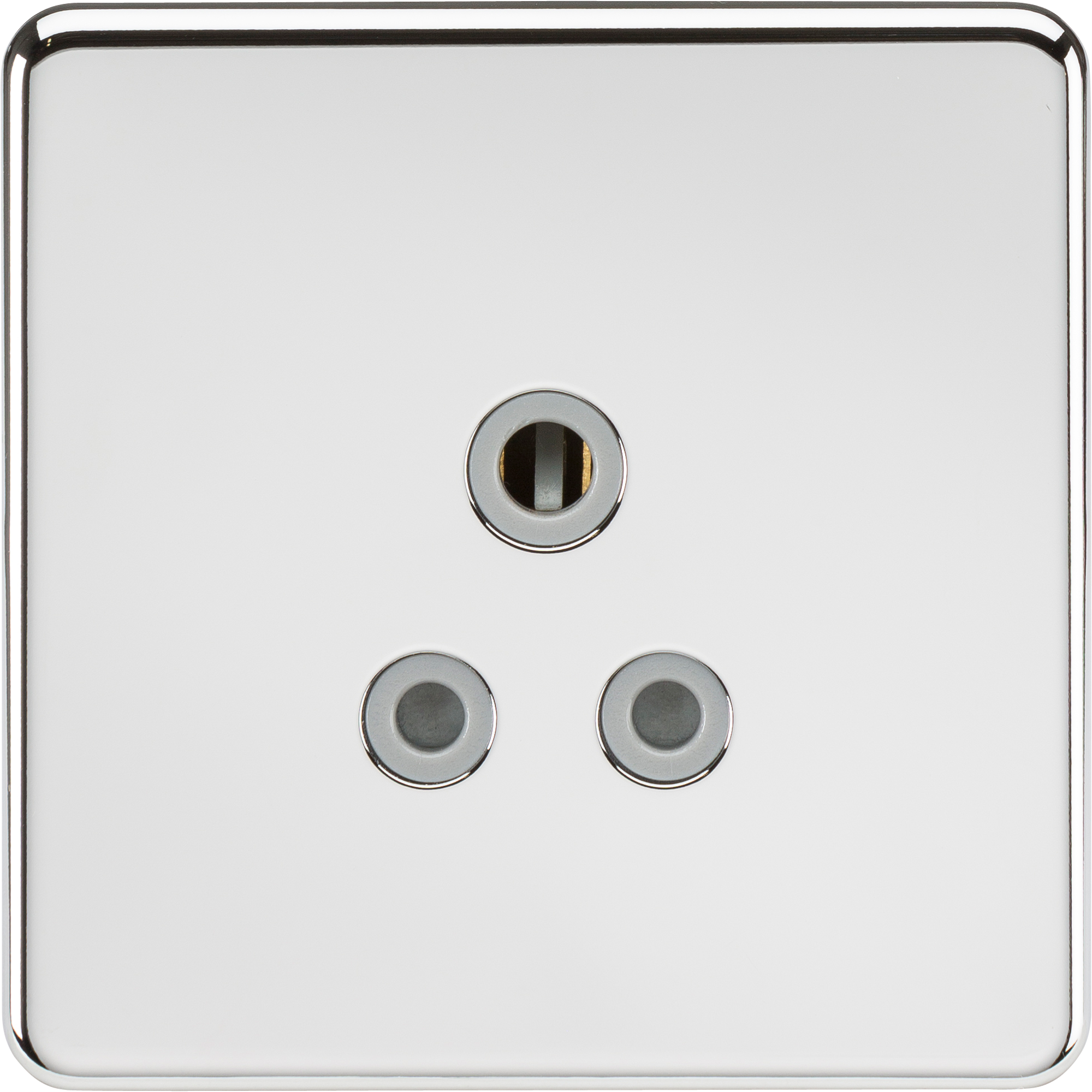 Screwless 5A Unswitched Socket - Polished Chrome with Grey Insert