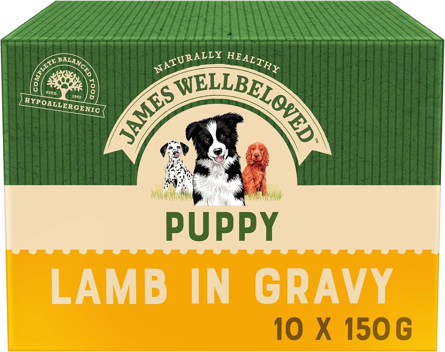 James Wellbeloved Puppy Lamb in Gravy 10 Pouches, Hypoallergenic Wet Dog Food, (10 x 150 g)