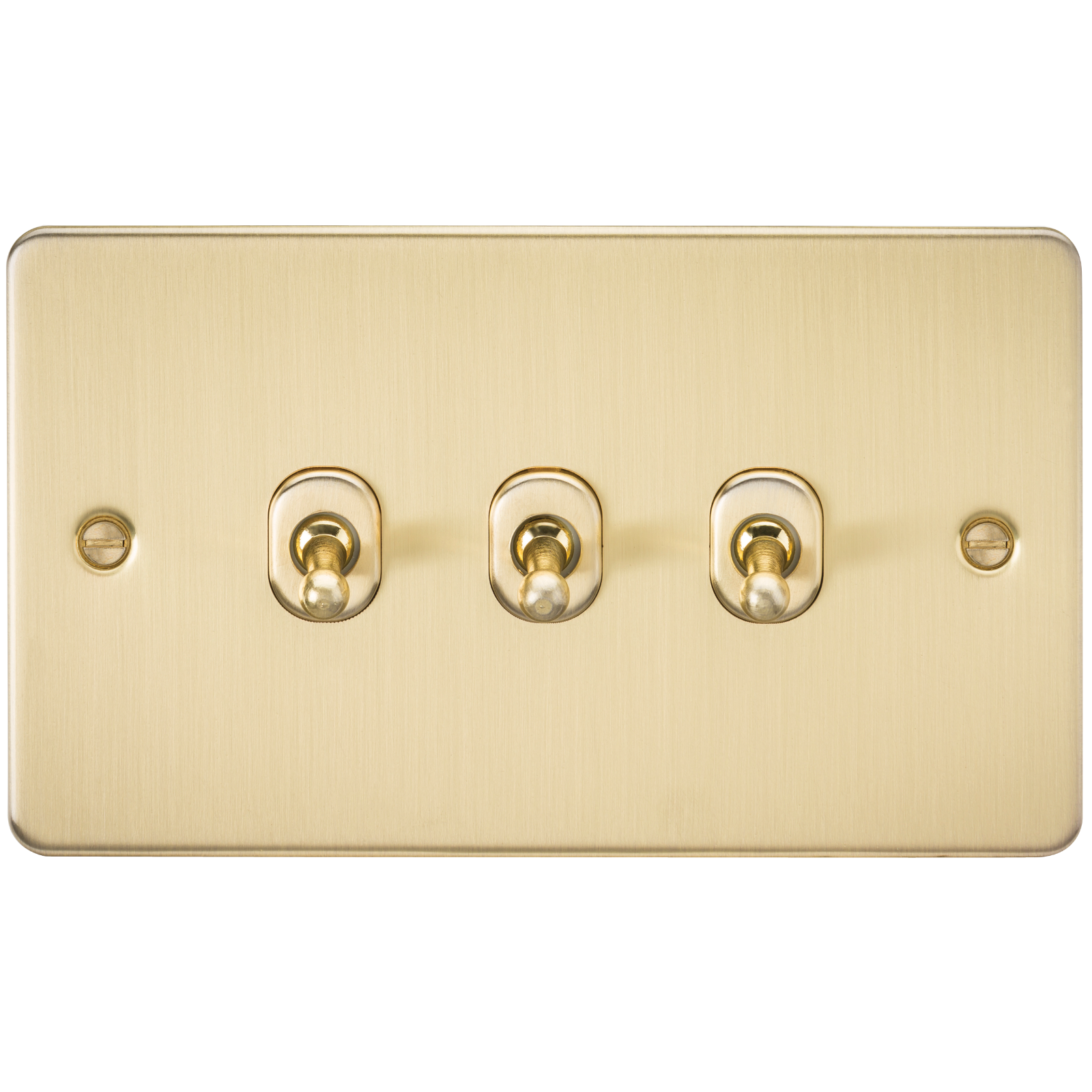Flat Plate 10AX 3G 2-way toggle switch - brushed brass