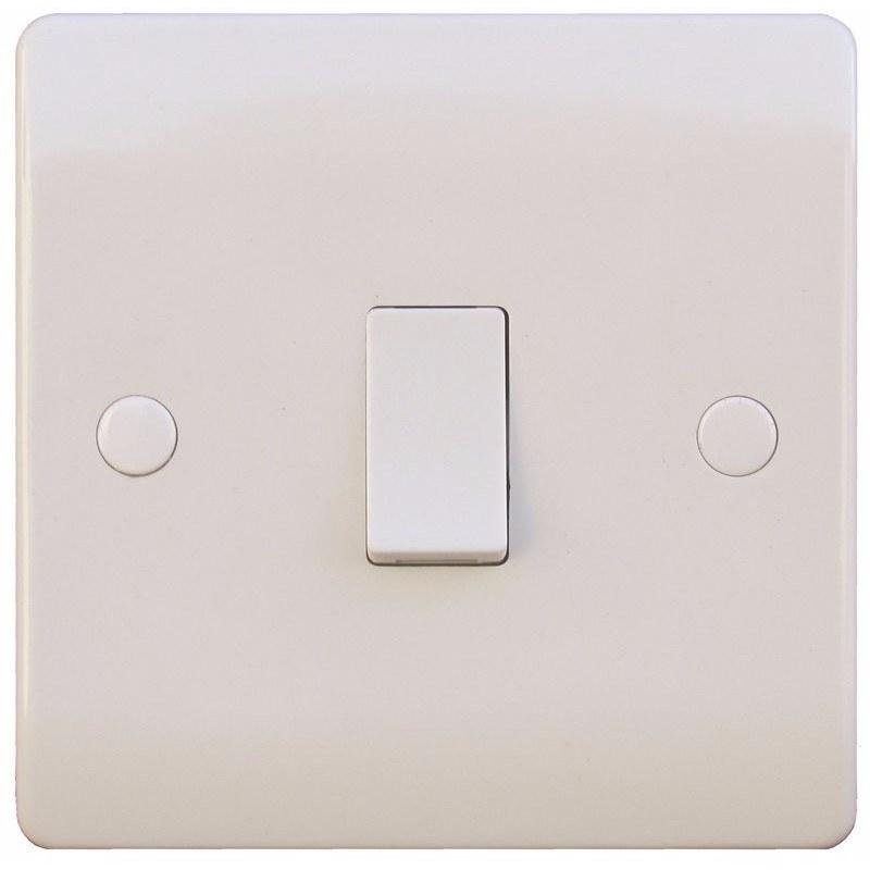 Sline 20A White 1G Double Pole 230V Electric Wall Plate Switch