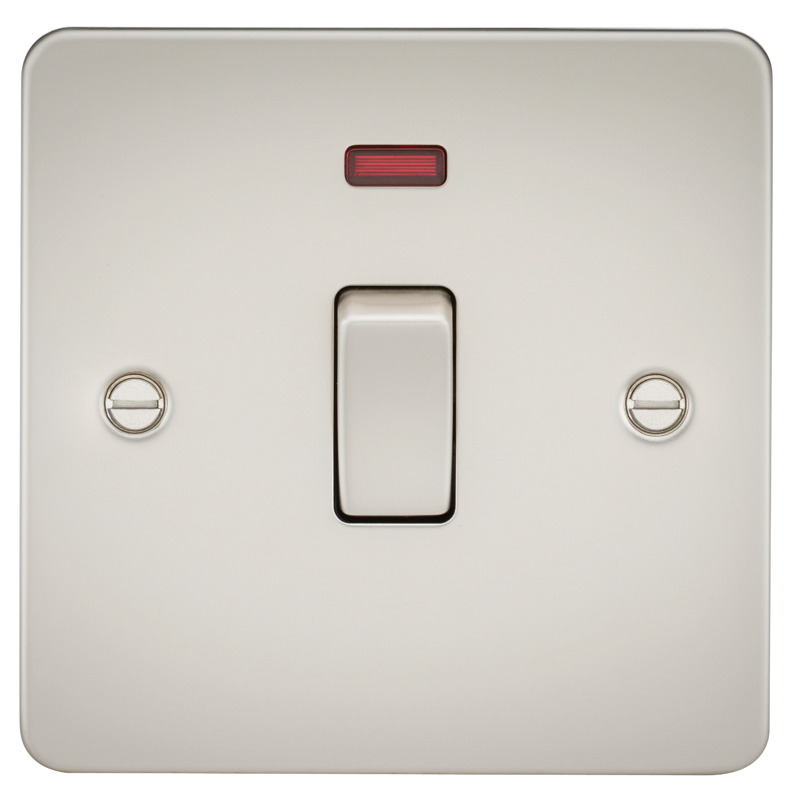 Flat Plate 20A 1G DP switch with neon - pearl