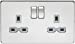 Screwless 13A 2G DP switched socket - polished chrome with grey insert