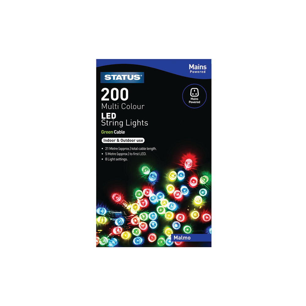 200 LED Indoor/Outdoor Mains String Lights - Multi Coloured
