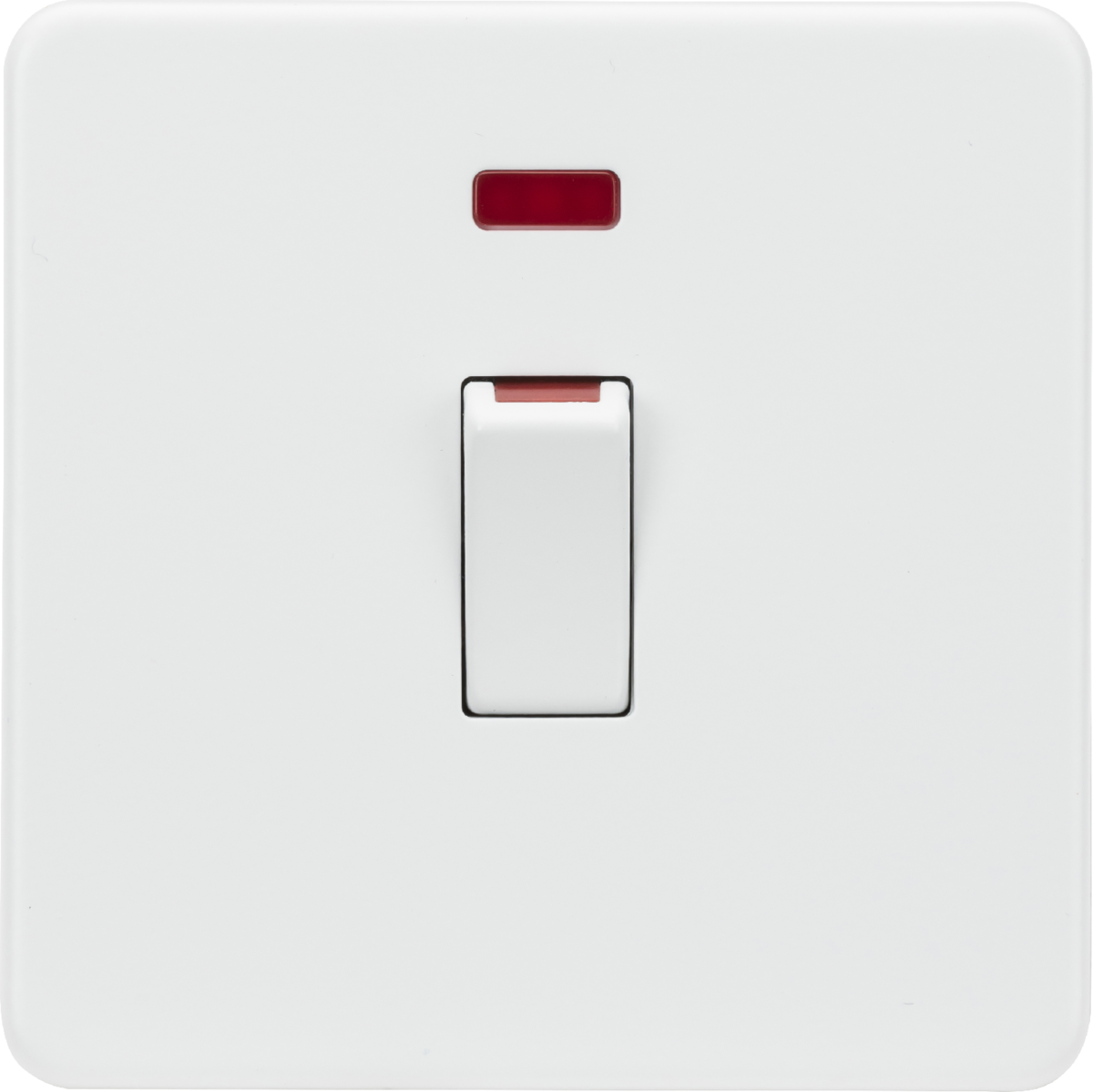 Screwless 45A 1G DP Switch with Neon, Matt White