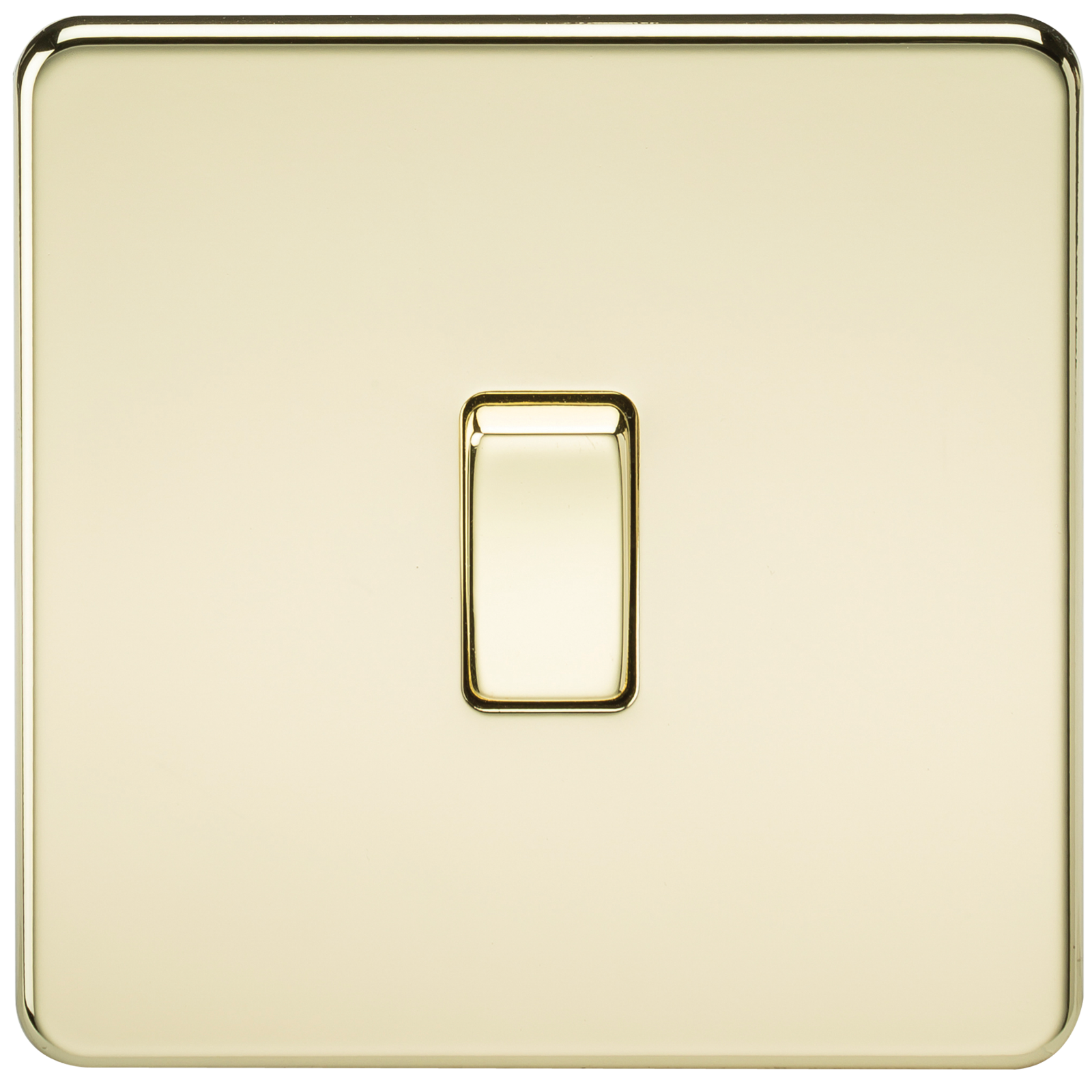 10A 1G 230V Screwless Polished Brass Intermediate Switch Wall Plate