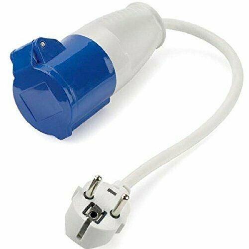 16A Blue Female - White Schuko, 0.2m 1.5mm White Lead