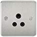 Flat Plate 5A unswitched socket - brushed chrome with black insert