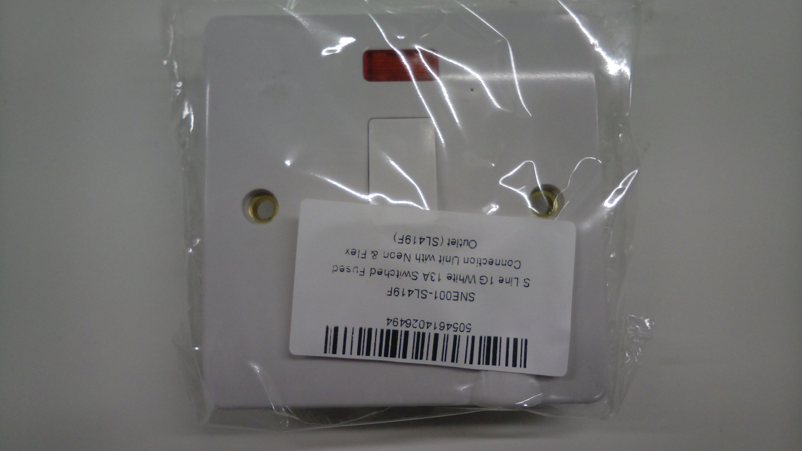 Sline 13A White Switched Connection Unit with Neon Fused & Flex Spur Electric Wall Plate
