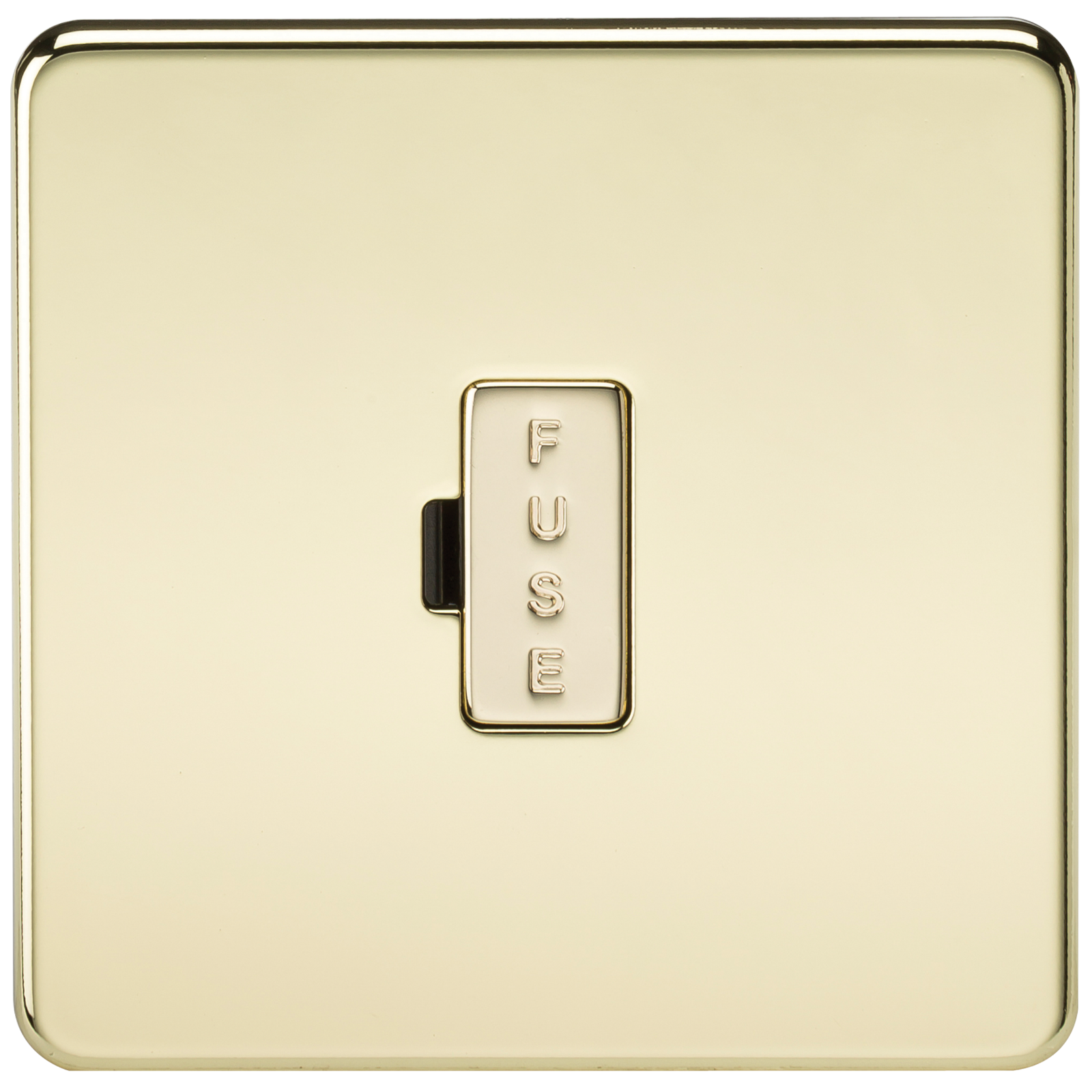 13A Screwless Polished Brass Fused Spur Connector Unit Wall Plate