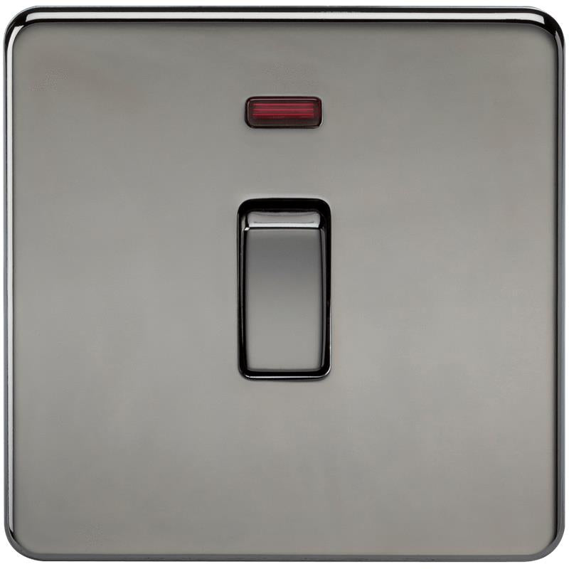 20A 1G DP 230V Screwless Black Nickel Electric Wall Plate Switch with Neon