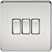 10A 3G 2 Way 230V Screwless Polished Chrome Electric Wall Plate Switch
