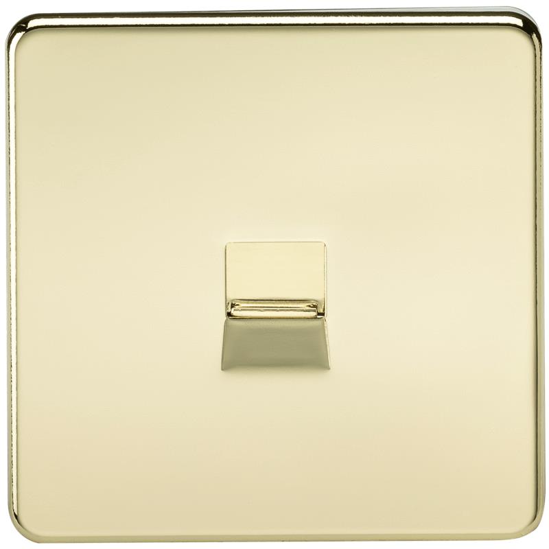 Screwless Polished Brass Telephone Extension Socket