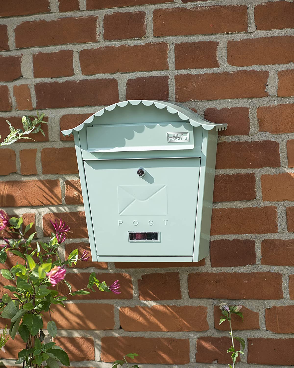 Classic Galvanised Steel Wall Mounted Postbox, Chartwell Green