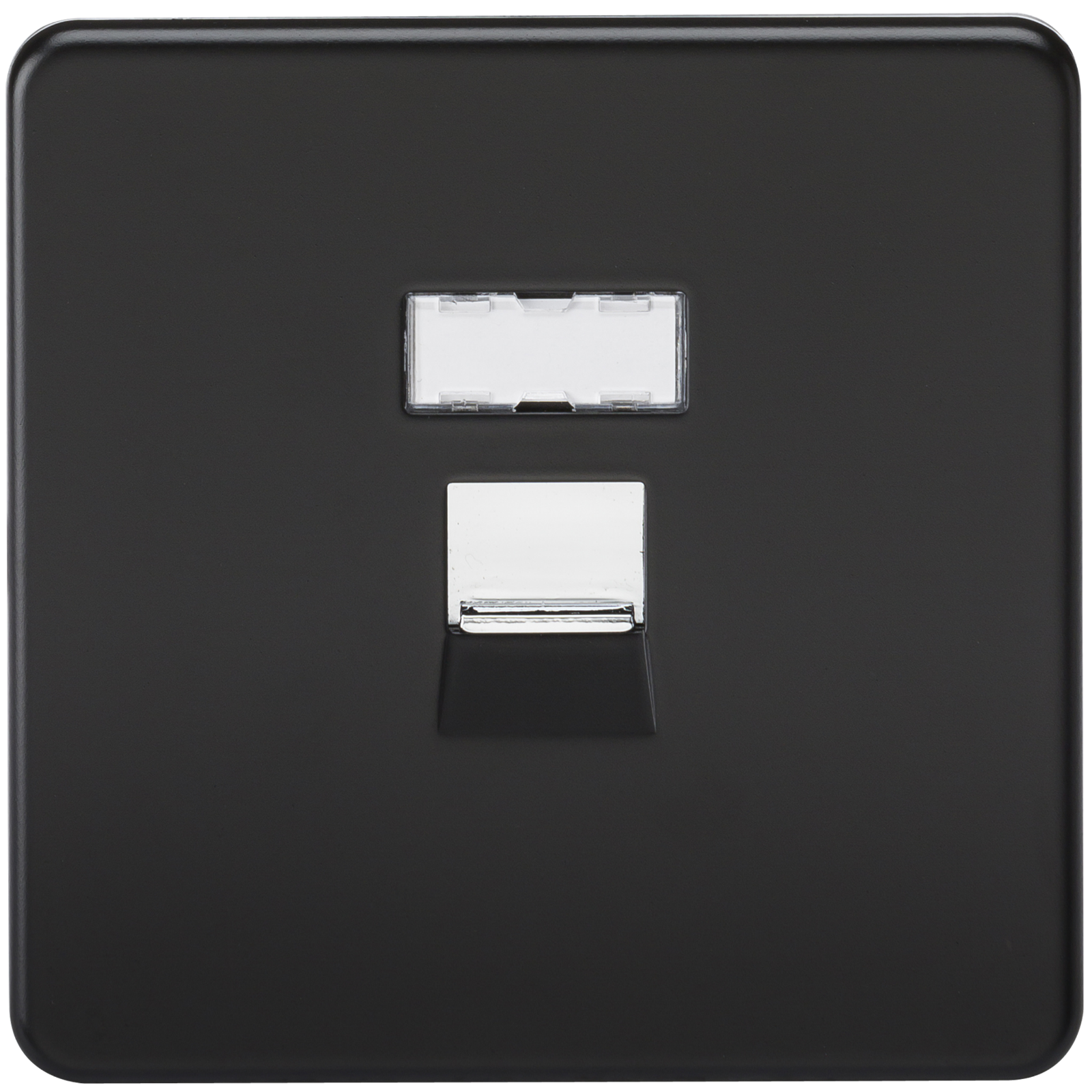 Screwless Matt Black RJ45 Network Outlet Wall Socket