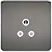 1G 5A Screwless Black Nickel Round Pin 230V Unswitched Electrical Wall Socket - White Insert