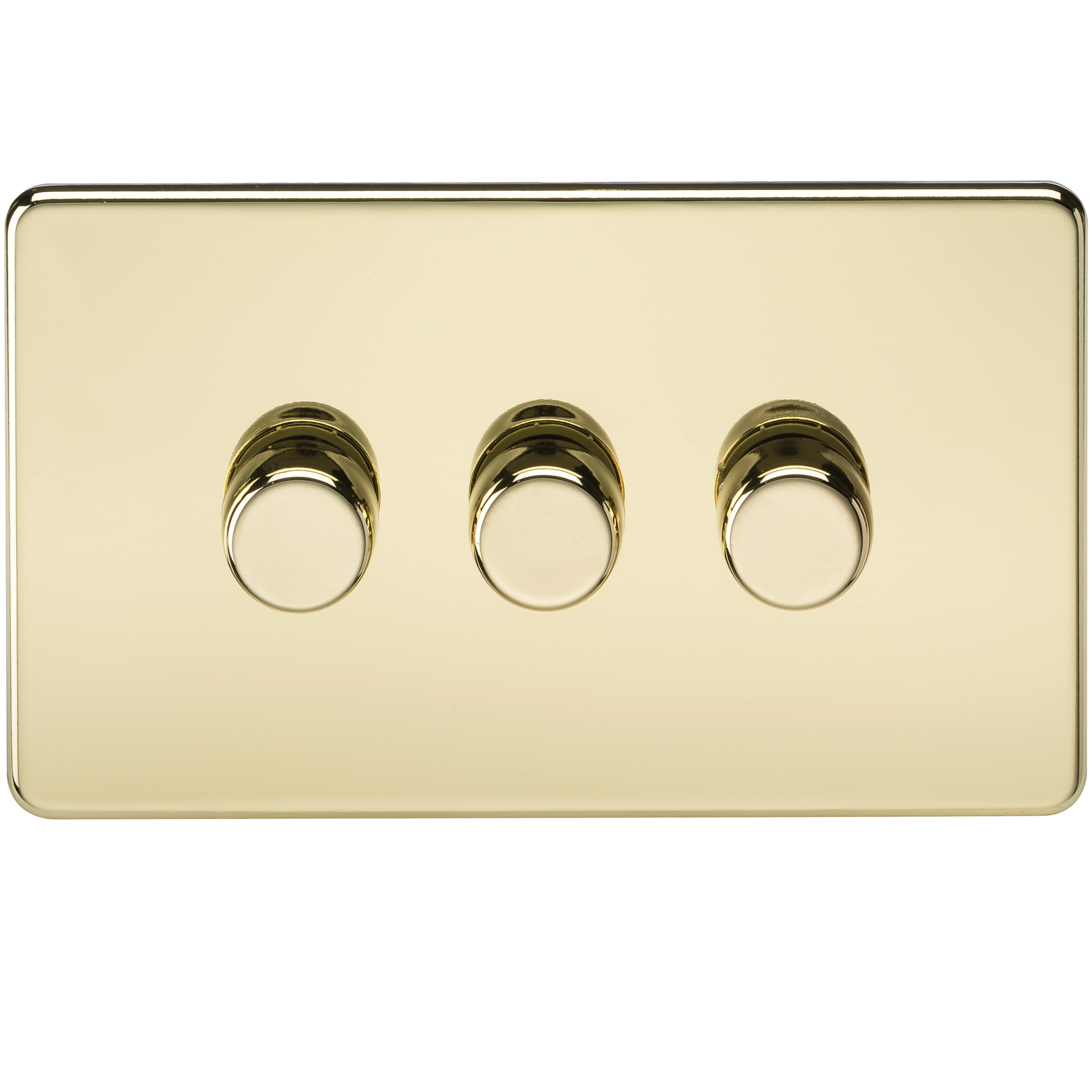 10-200W 3G 2 Way 230V Screwless Polished Brass Electric Dimmer Switch Led Compatible