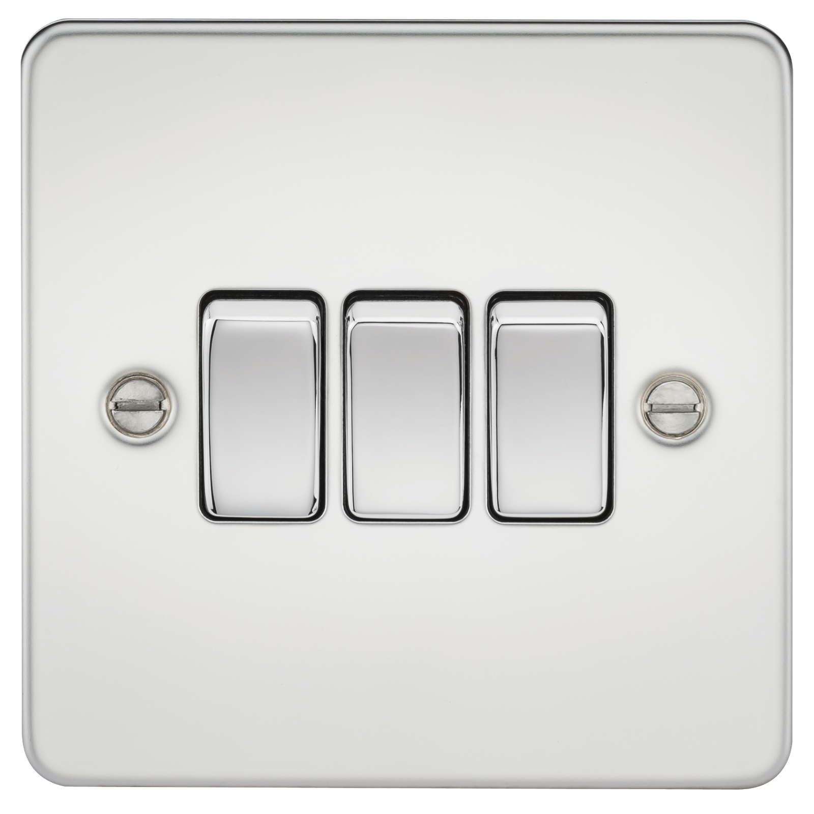 Flat Plate 10AX 3G 2-way switch - polished chrome