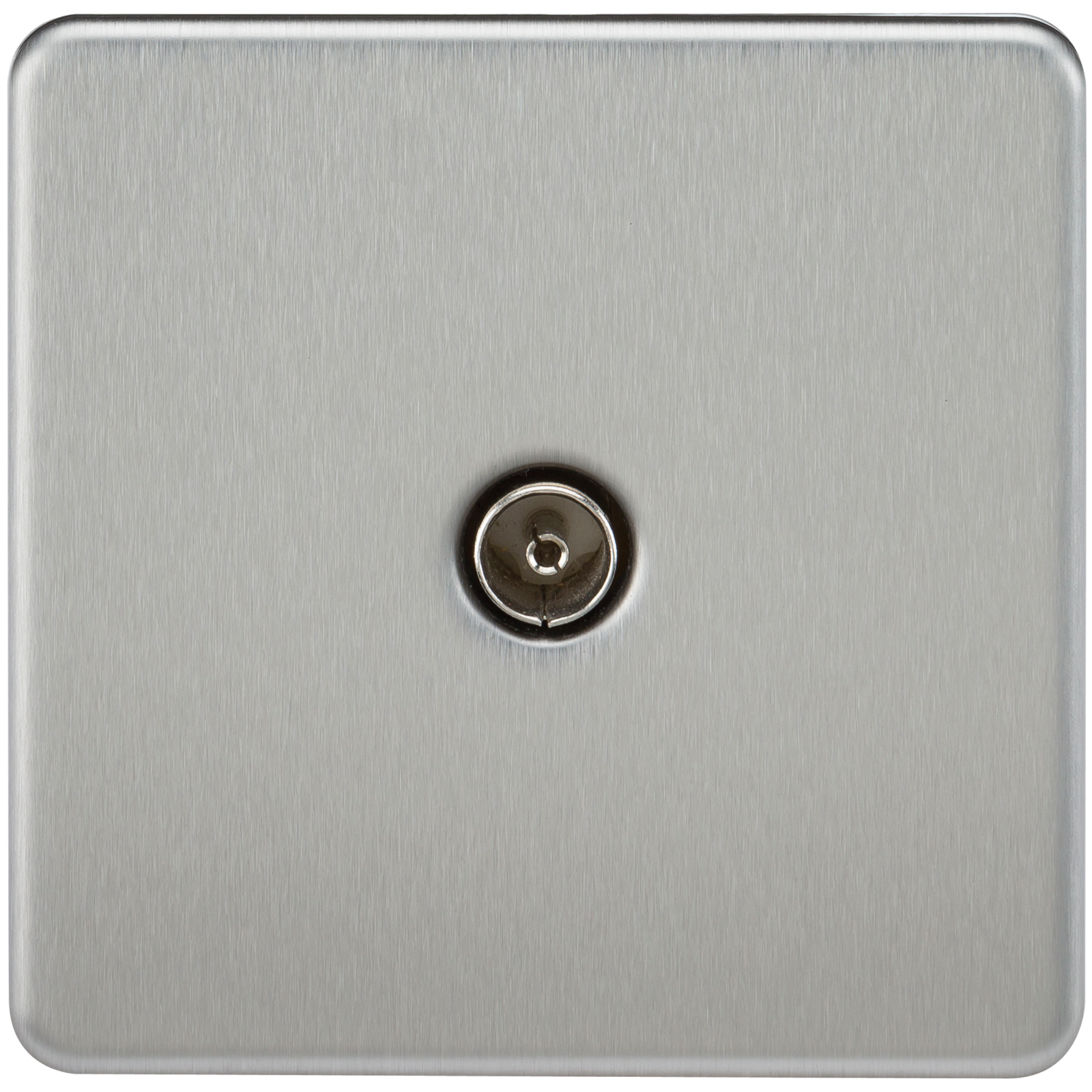 Coaxial TV Outlet 1G Screwless Brushed Chrome Un-Isolated Wall Plate