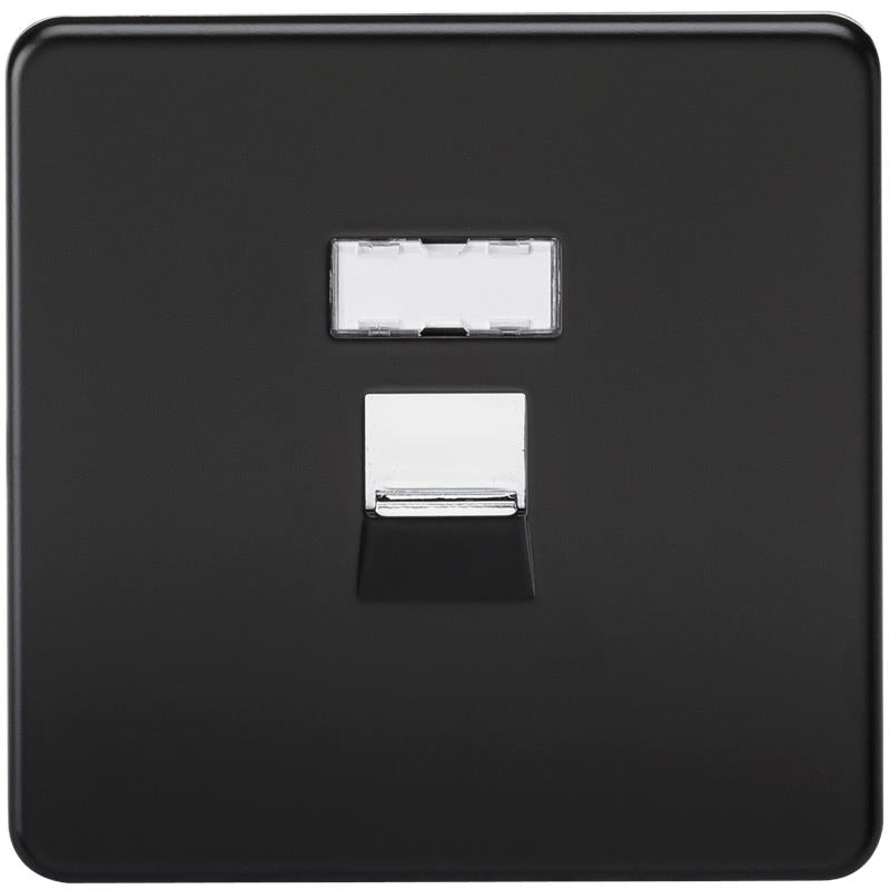 Screwless Matt Black RJ45 Network Outlet Wall Socket