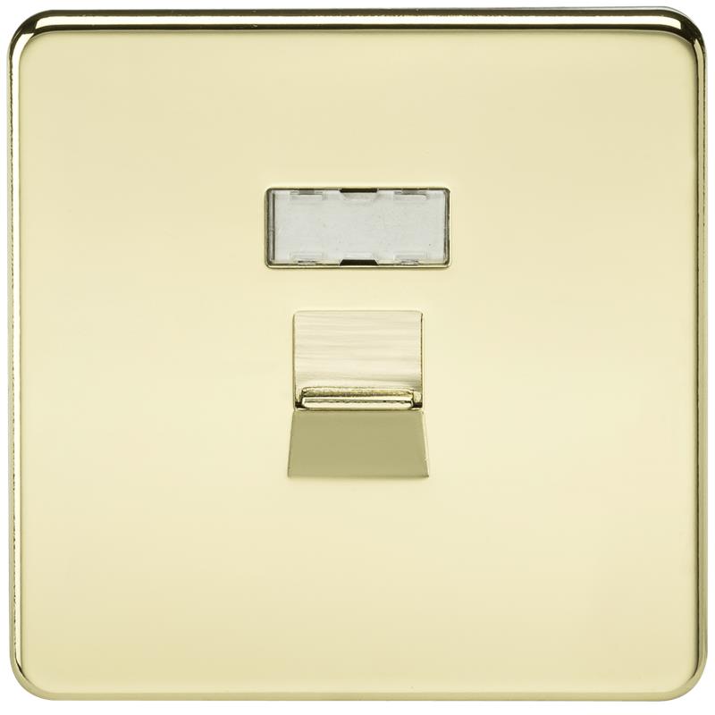 Screwless Polished Brass RJ45 Network Outlet Wall Socket