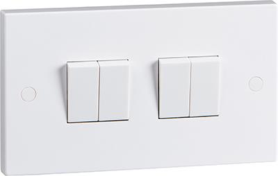 10A White 4G 2 Way 230V Electric Wall Plate Switch