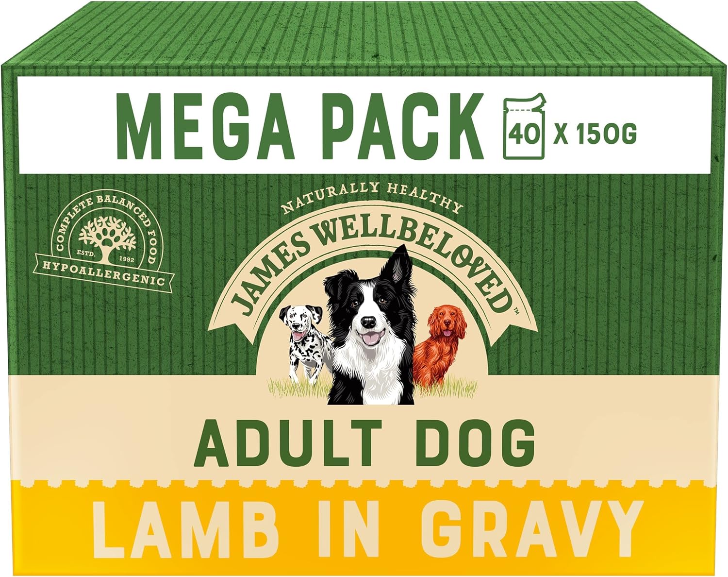 James wellbeloved Mega Pack Adult Dog Lamb with Rice in Gravy (40x150g)