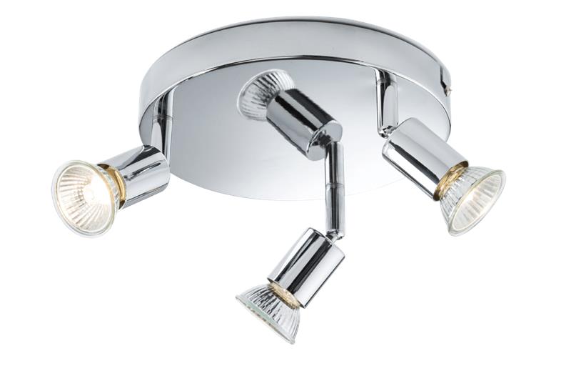Ceiling Light GU10 50 Watt 3 Spotlight Bar Chrome LED Compatible