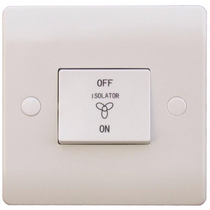 Sline 10A White 1G 3 Pole 230V Electric Fan Isolator Switch