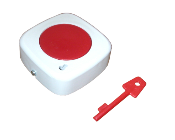 Panic Button Personal Attack Alarm Non-Latching White Plastic - Single Button Centre Push