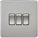 10A 3G 2 Way 230V Screwless Brushed Chrome Electric Wall Plate Switch