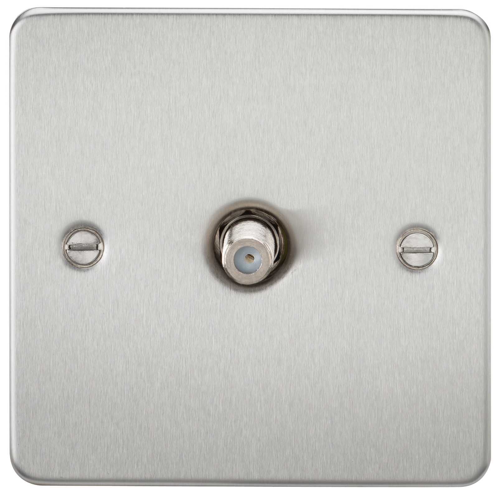Flat Plate 1G SAT TV Outlet (non-isolated) - Brushed Chrome