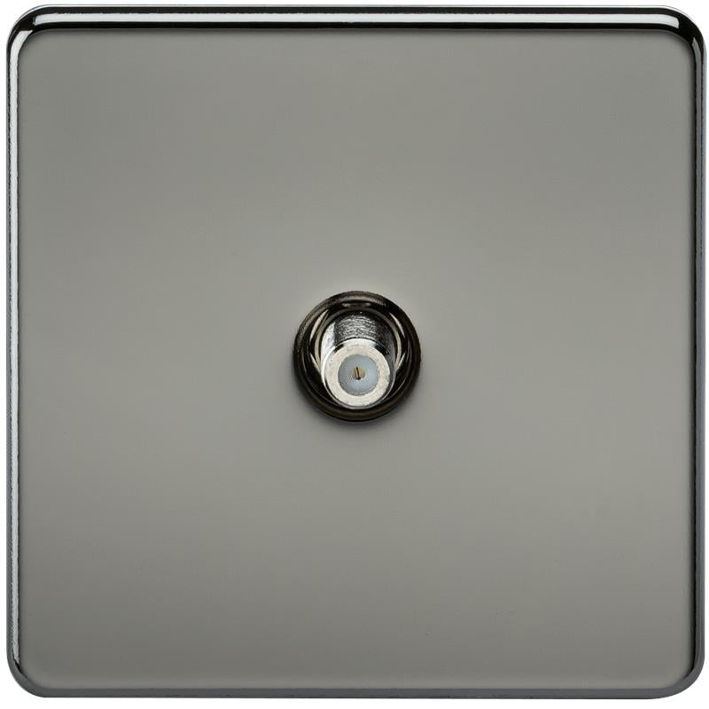 SAT TV Outlet 1G Screwless Black Nickel Non-Isolated Wall Plate