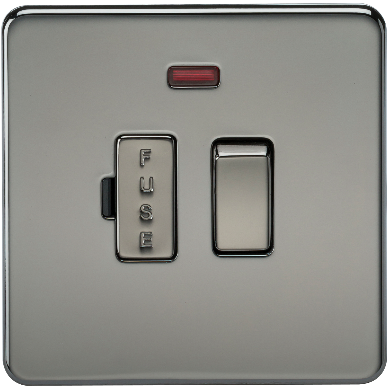 13A Screwless Black Nickel Switched Fused Spur Connector Unit with Neon