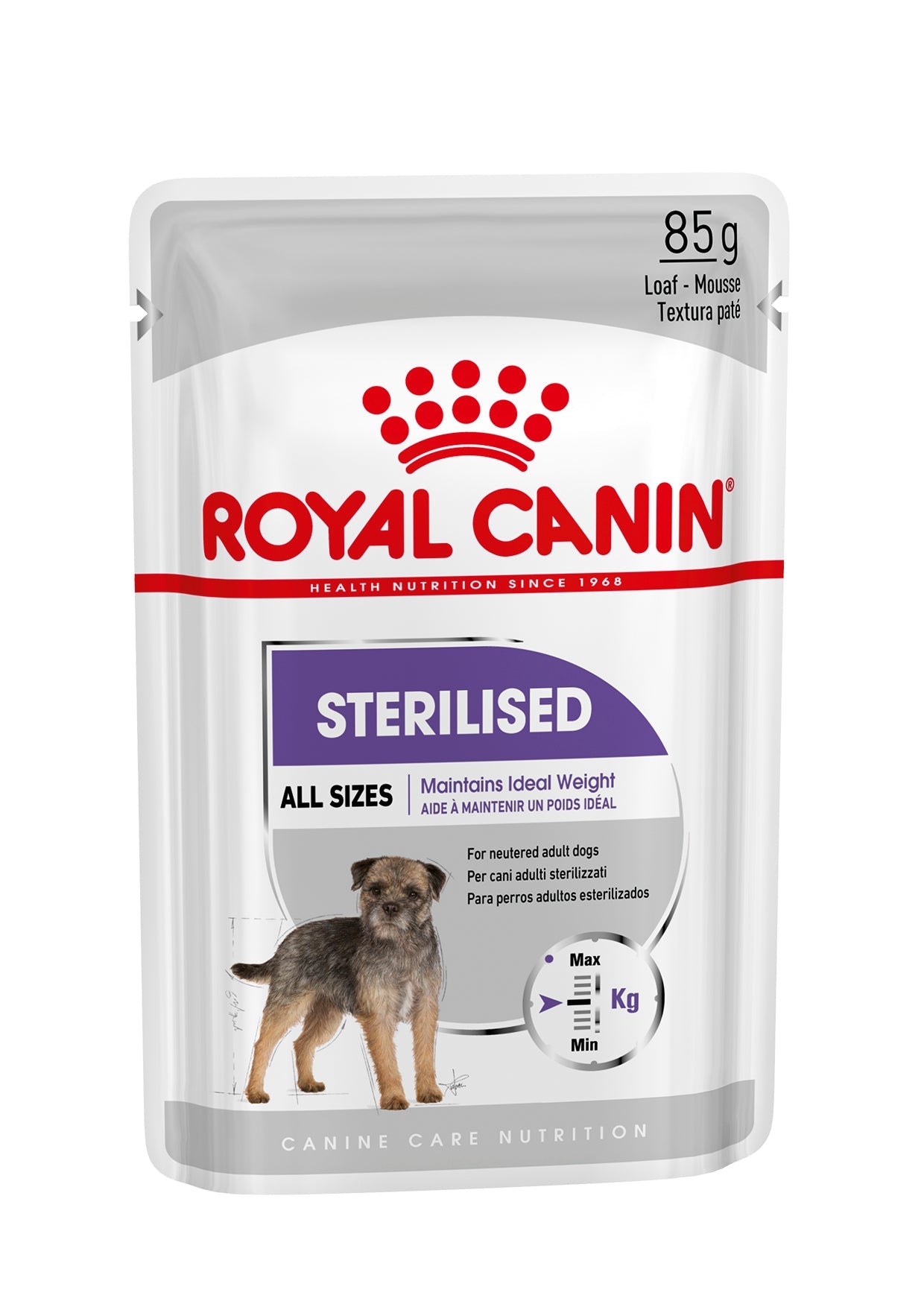 Sterilised Care Wet Pouches Adult Dog Food in Loaf, 85g x 12 Pack