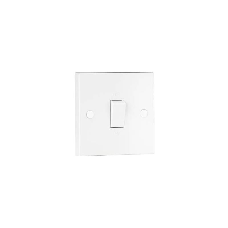 20A White 1G Double Pole 230V Electric Wall Plate Switch