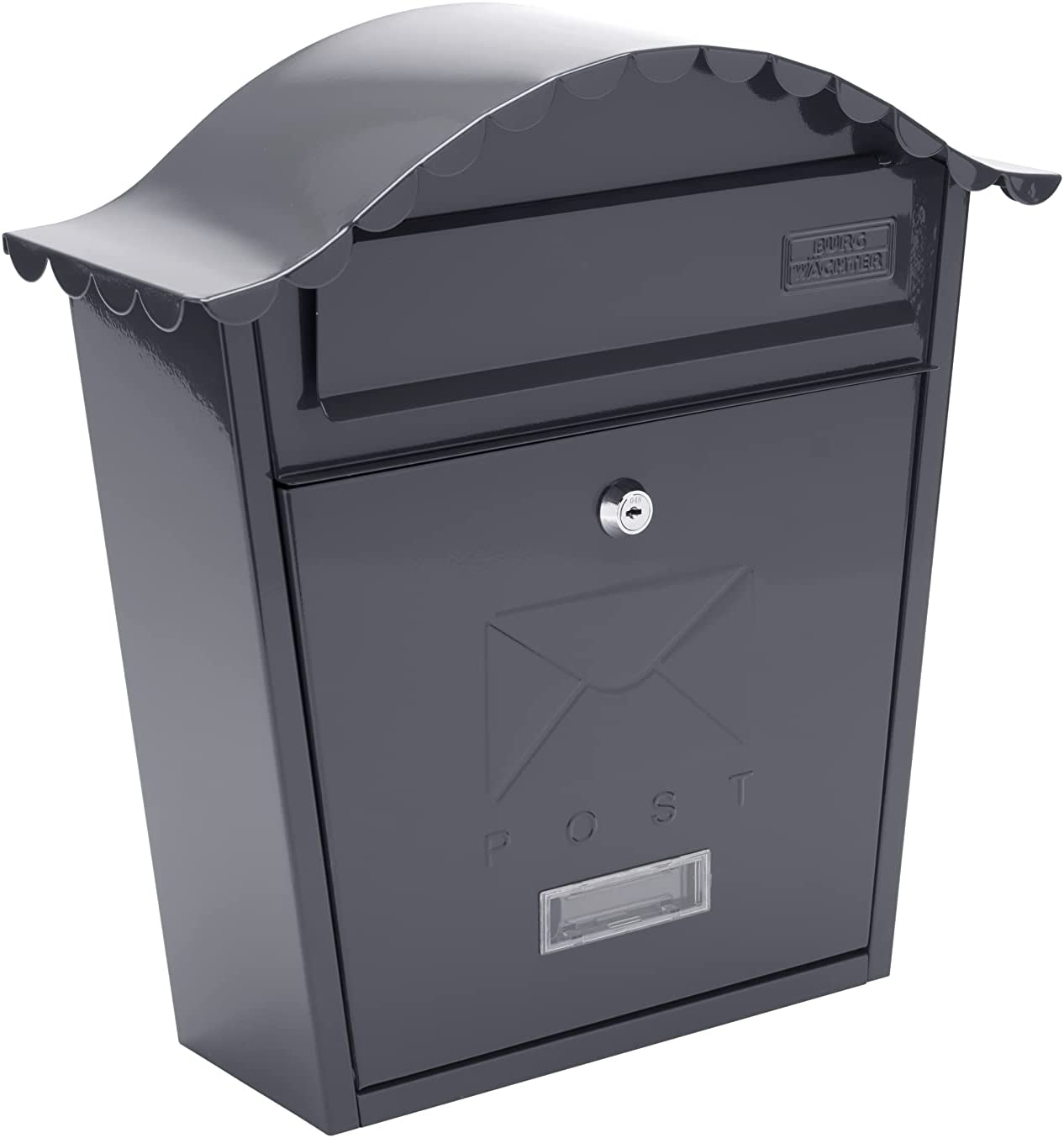 Classic Galvanised Steel Wall Mounted Postbox, Anthracite