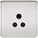 1G 5A Screwless Polished Chrome Round Pin 230V Unswitched Electrical Wall Socket - Black Insert