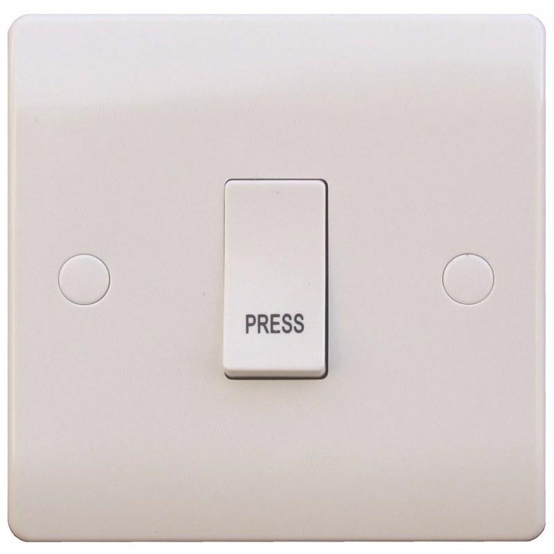 Sline 10A White Press Access 230V Electric Wall Plate Switch
