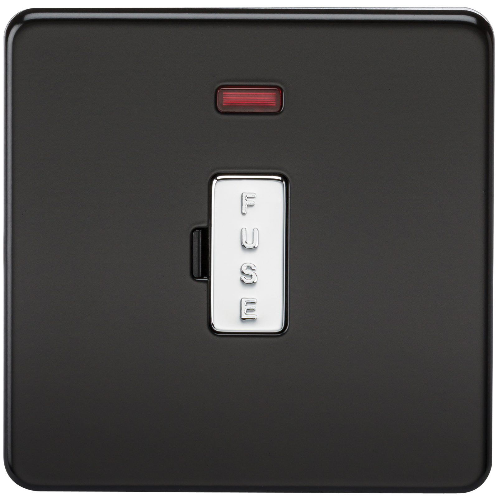 13A Screwless Matt Black Fused Spur Connector Unit with Neon