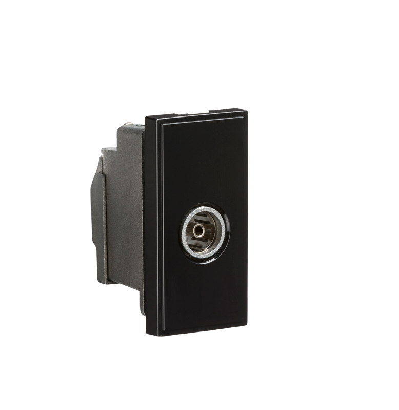 TV/FM Female Co-Axial Socket Module - Black