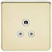1G 5A Screwless Polished Brass Round Pin 230V Unswitched Electrical Wall Socket - White Insert