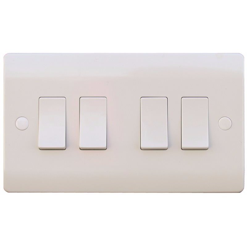 Sline 10A White 4G 2 Way 230V Electric Wall Plate Switch