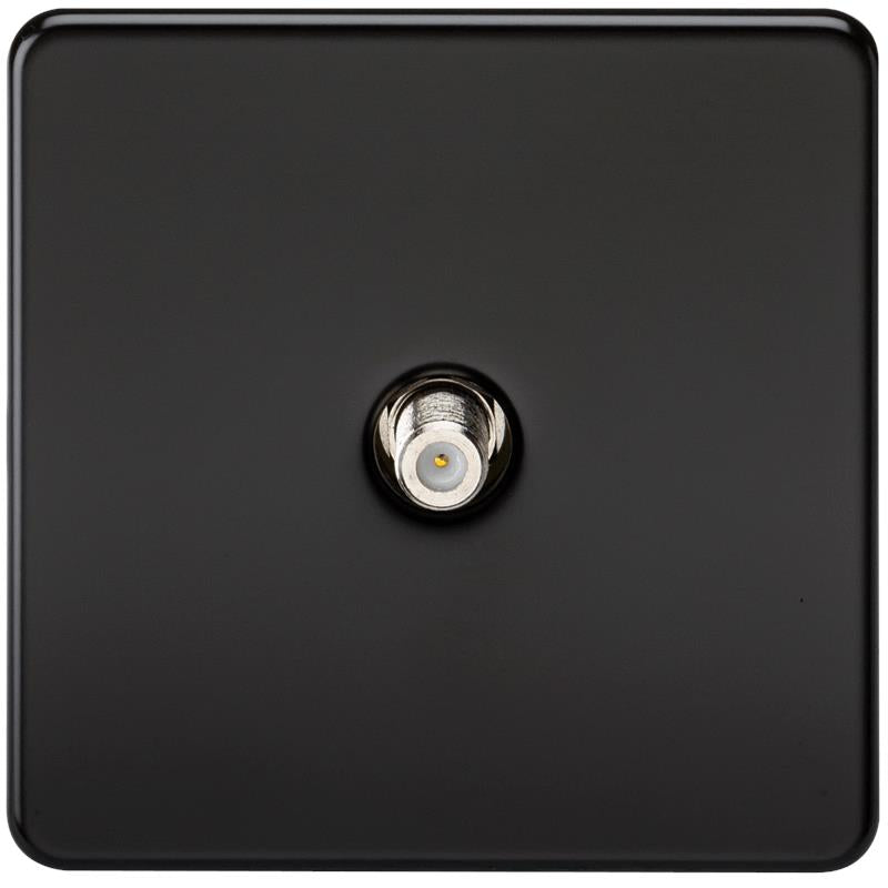 SAT TV Outlet 1G Screwless Matt Black Non-Isolated Wall Plate
