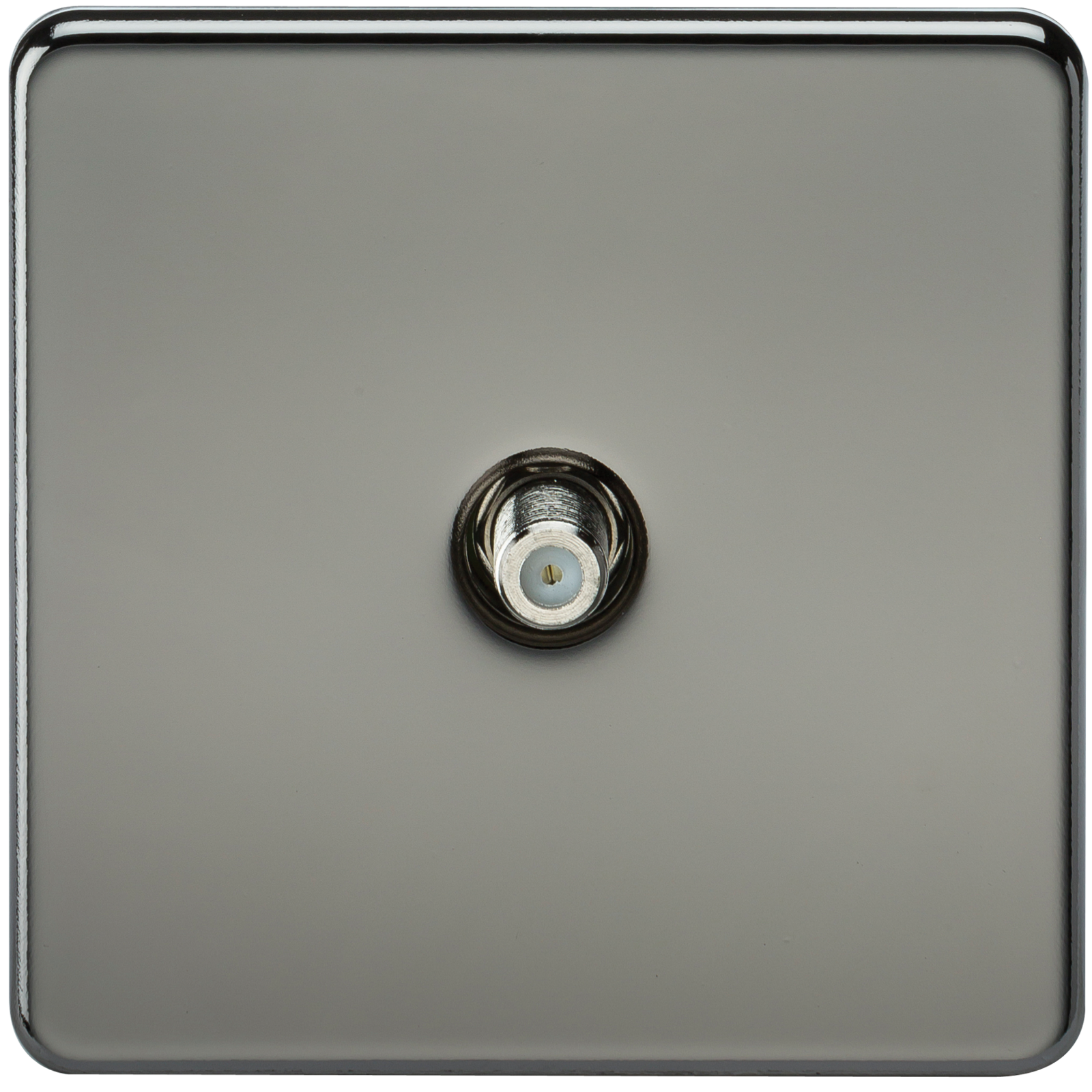 SAT TV Outlet 1G Screwless Black Nickel Non-Isolated Wall Plate